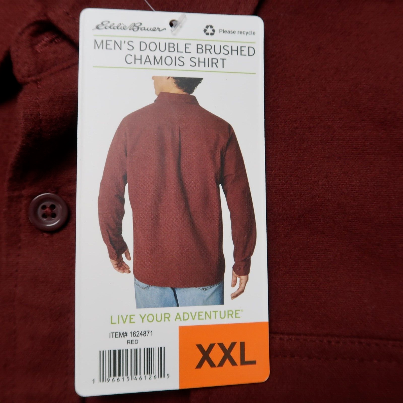 Eddie Bauer Red  NEW Mens Double Brushed Chamois Shirt Long Sleeve XXL 2X