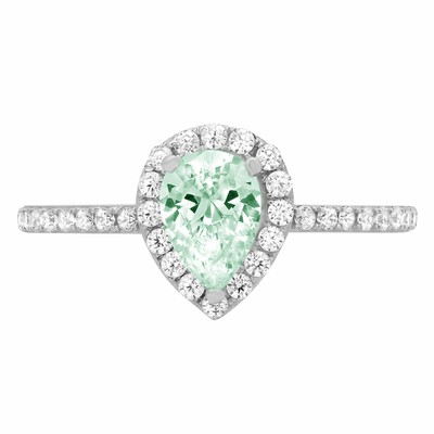 Pre-owned Pucci 1.22ct Pear Mint Green Classic Bridal Statement Designer Ring 14k White Gold