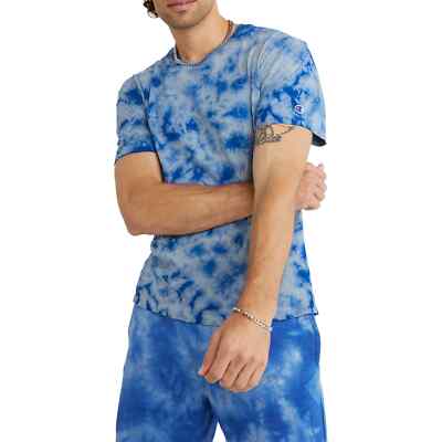 CHAMPION MENS CRUSH DYE CLASSIC T SHIRT BLUE SIZE 2XL
