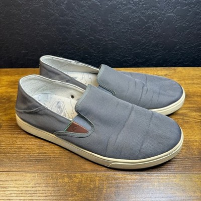 OluKai Kahu 10365-2618 Charcoal Grey Textile Slip-On Sneakers Mens Size 12