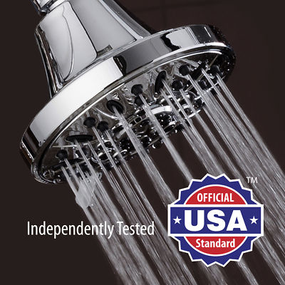 AquaDance 4 Inch Premium High Pressure Shower Head with 6 Settings