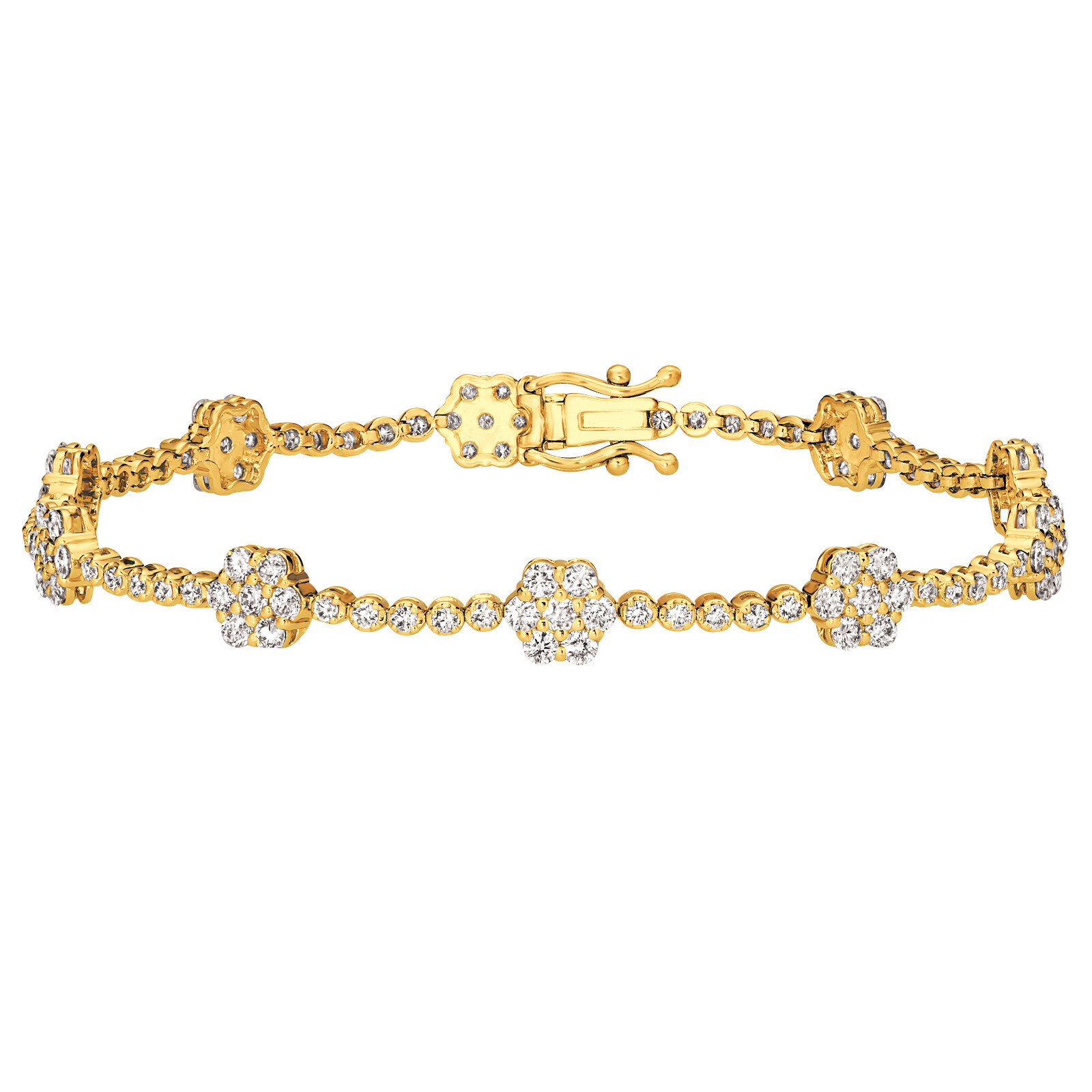 Pre-owned Morris 3.00 Carat Natural Diamond Flower Bracelet Si 14k White Gold 7''