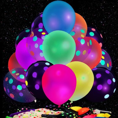 MCPINKY 66PCS UV Neon Balloons 12'' Glow in the Dark Balloons Party Balloons w...