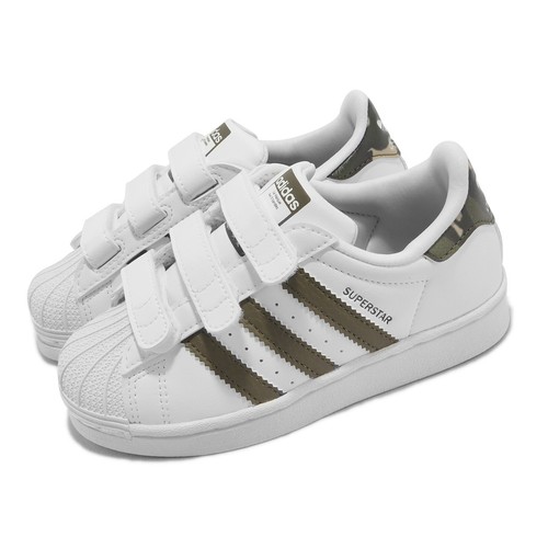 

Adidas Originals Superstar CF C White Olive Camo Kids Preschool Casual HQ4285, Белый, Superstar Cf C