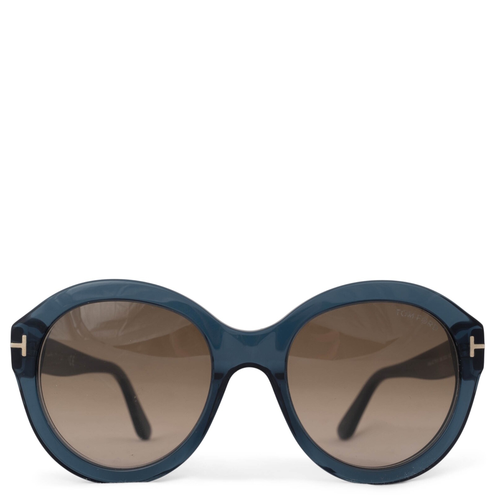 71413 auth TOM FORD Petrol blue KELLY 02 ROUND Sunglasses