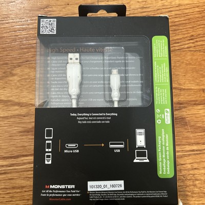 Monster Cable High Performance Micro USB - High Speed, 1.5ft, White Connect   