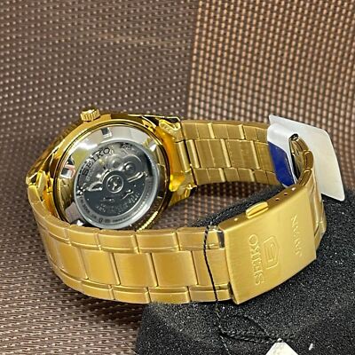 Pre-owned Seiko 5 Snkn96j1 Automatic Gold Tone Made In Japan Analog Men's Casual Watch
