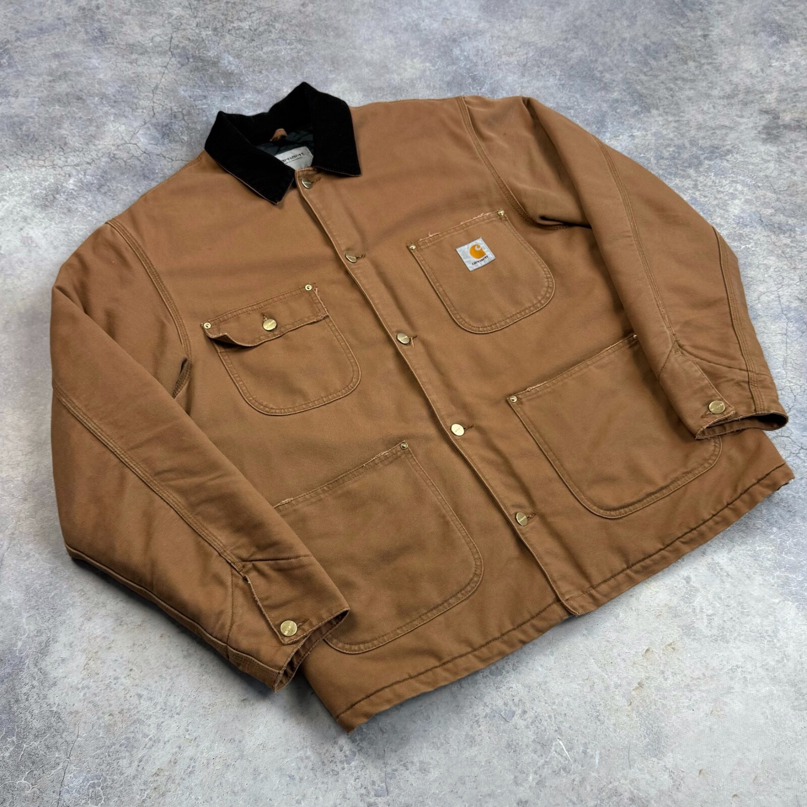 ジャケット・アウター Carhartt Long Chore Coat VTG Carhartt USA Duck Canvas XL Chore Coat Jacket Quilt