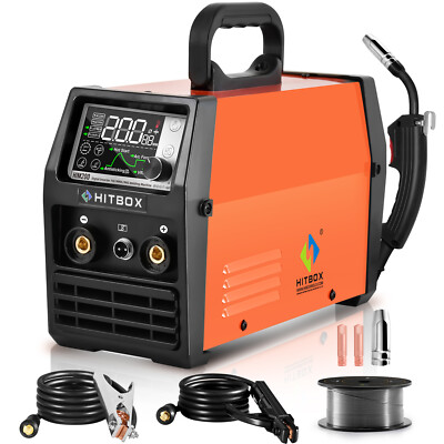 HITBOX 140A 110V/220V MIG Welder Gasless 4 in 1 ARC Lift TIG Spool Gun Inverter.