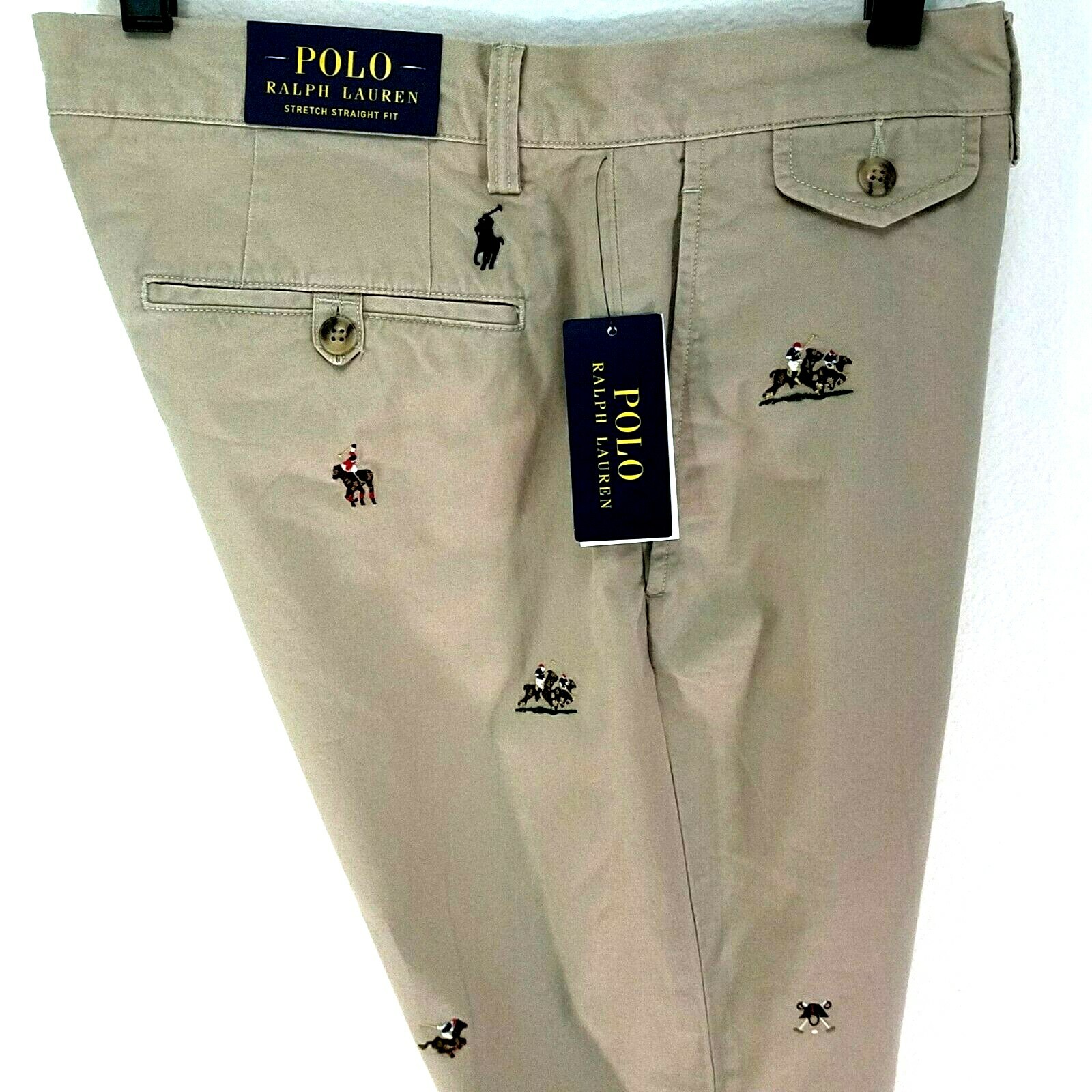 POLO RALPH LAUREN Stretch Straight Fit Chino Embroidered Polo Player 34/34  NEW * | eBay