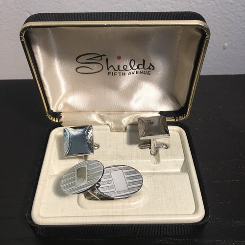 Vintage Shields Fifth Avenue Cufflinks Original Box Silver