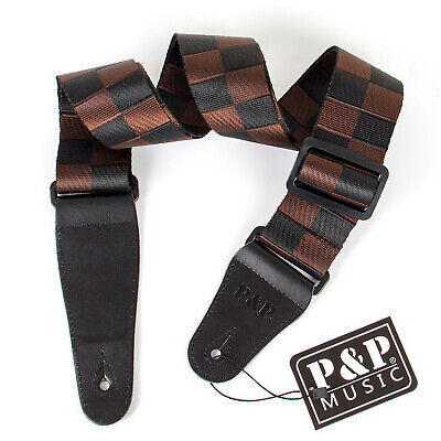 Woven Black Brown Checkerboard Nylon Leather End
