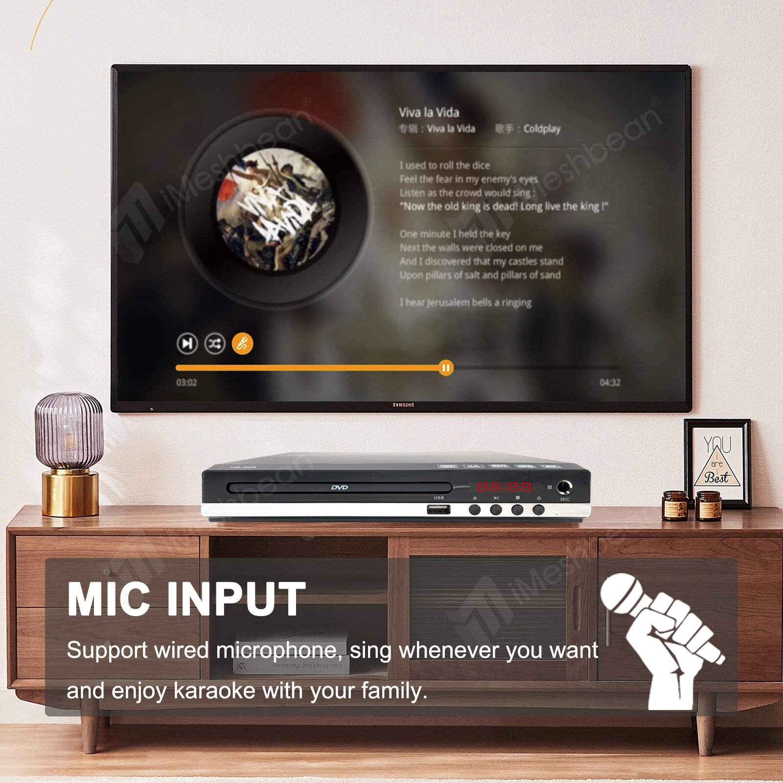 2024 DVD Player 1080P HD DVD CD Disc Player HDMI/AV Output & USB Input for TV