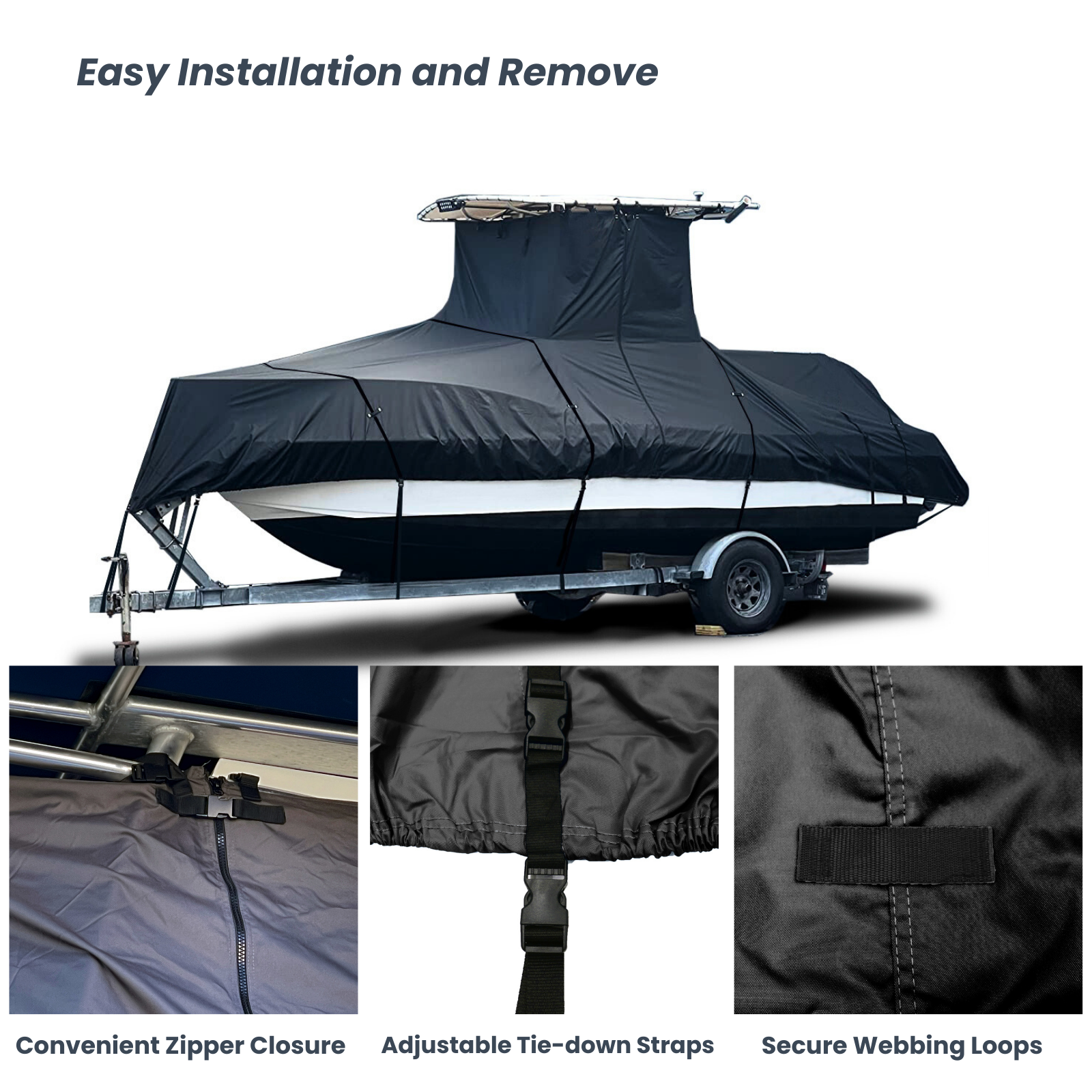 Heavy Duty Center Console T-Top hard-Top under roof Fishing Boat Storage Cover