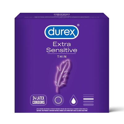 Durex Condom Extra Sensitive Natural Latex Condoms, 24 Count