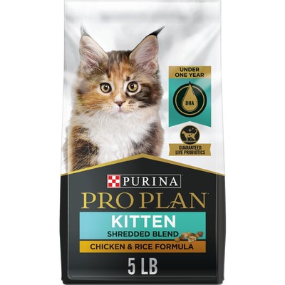 Pro Plan Kitten Shredded Blend Chicken & Rice Formula Dry Cat Food, 5-lb bag