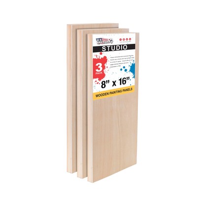 8'' x 16'' Studio 3/4'' Profile Depth Artist Wood Pouring Panel Boards Pack of 3