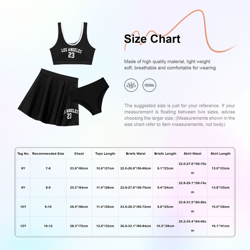 Girls Bathing Suits Kids Bikini Surf Swimsuit Beach Swimwear Swim Tops 3 Piece