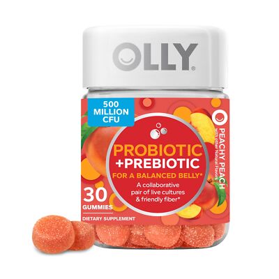 OLLY Probiotic + Prebiotic Fiber Gummy, Digestive + Gut Health Supplement,...