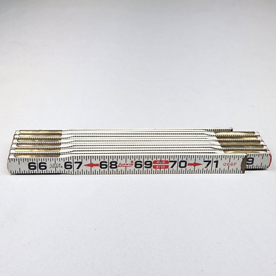 Vintage LUFKIN Folding Ruler No. 066F RED END 2-Way 6Ft Lock Joint Wooden USA