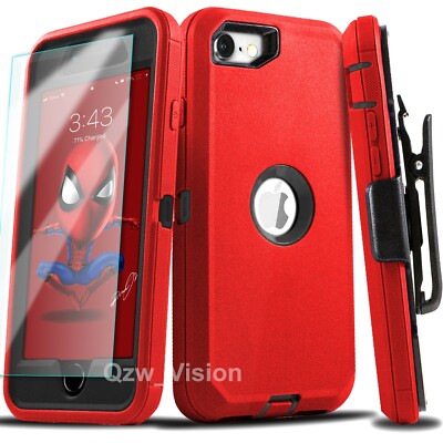 For iPhone 6 7 8 Plus SE 2/3 Shockproof Case Cover Belt Clip + Screen Protector