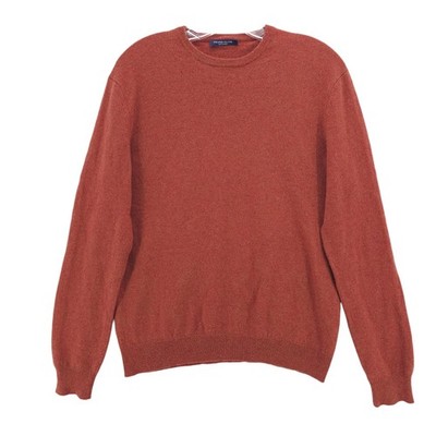 PROPER CLOTH 100% Cashmere Sweater Crewneck Orange Rush Marled Size MEDIUM