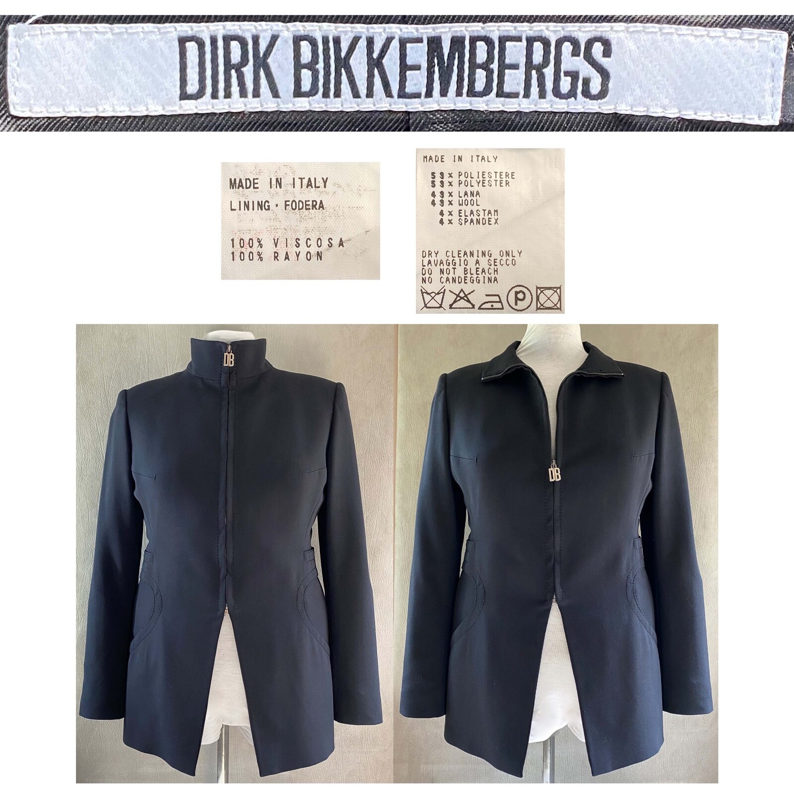 VINTAGE DIRK BIKKEMBERGS 90's EUR 46 US 12 Black Wool Blend VINTAGE DIRK BIKKEMBERGS 90's EUR 46 US 12 Black Wool Blend