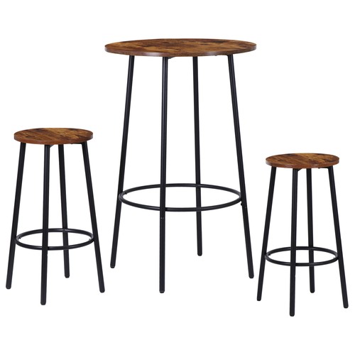 Round Pub Dining Set 3-Piece Small Kitchen Table Set w/Counter Height Bar Stools