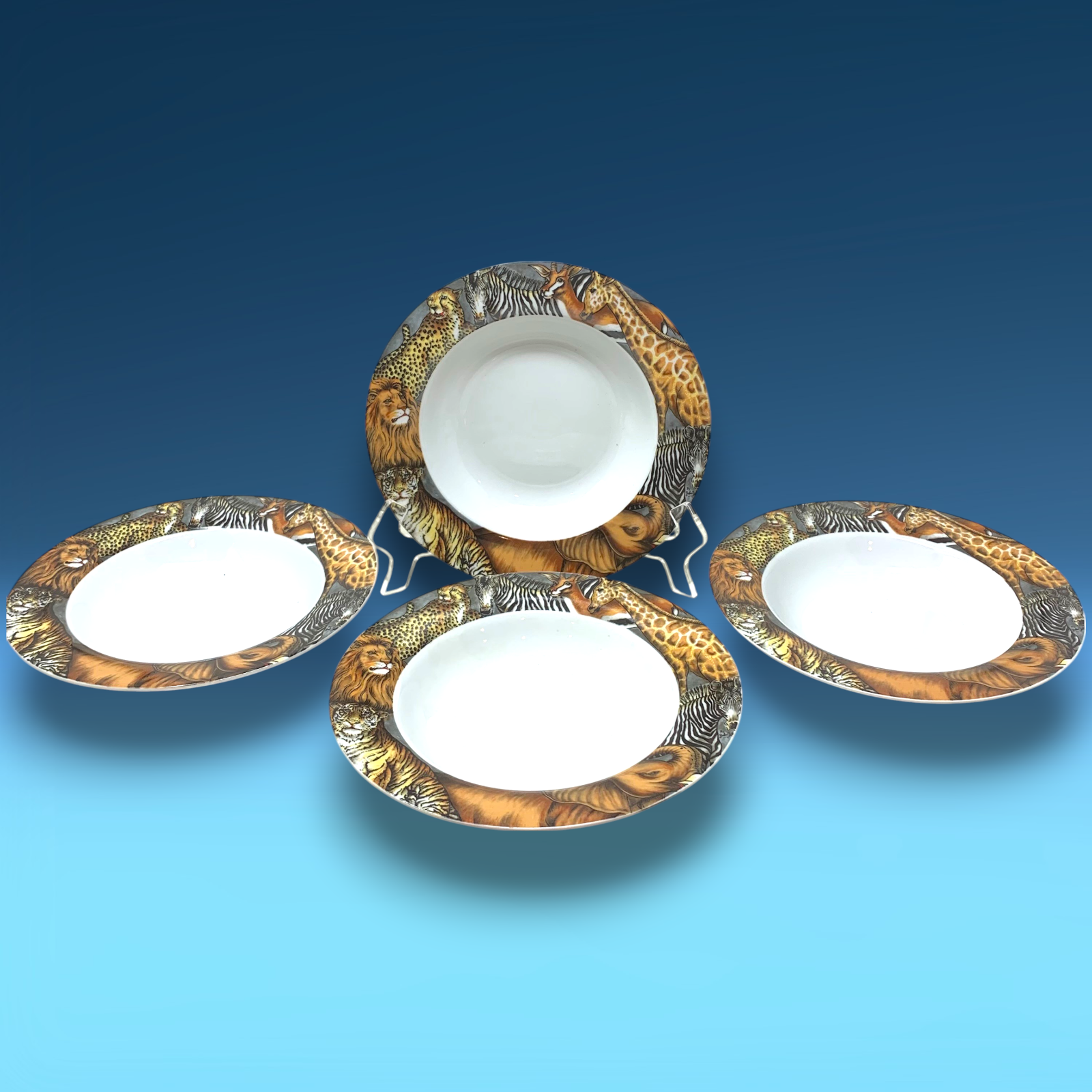 Lot 4 x Ultra Sakura La Menagerie Jungle Animals Safari Shallow Bowls 8.5