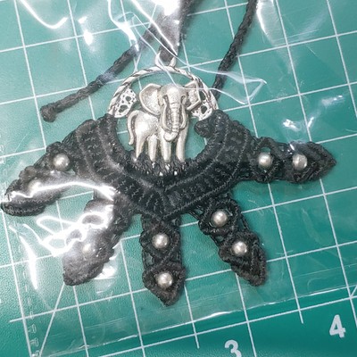 UNKY Soul Collection Macrame Silver Tone Elephant Pendant Braided Cord Necklace