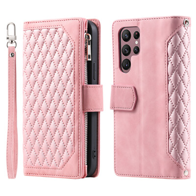 Leather Zipper Wallet Card Flip Case For Samsung Galaxy S24 Ultra S23 S22 Plus