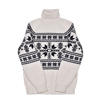 Pre-owned Brunello Cucinelli Men's 100% Cashmere Two Tone Turtleneck Sweater In White