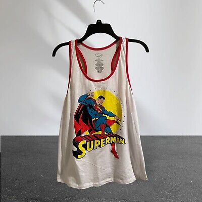DC Comics Superman Tank Top Shirt White Youth Girls Size XL 13-17 Good Condition