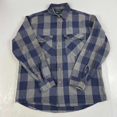 Gander Mountain Shirt Mens Large Blue Flannel Long Sleeve Button Up Rugged Trek
