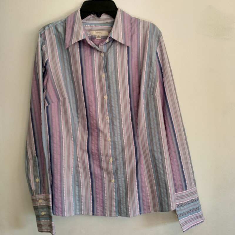 Merona Women's Long Sleeve, Collar, Button Down Striped Blouse/shirt