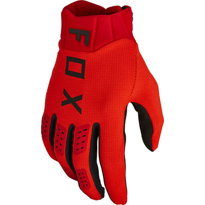 Fox Racing Mens Flexair Gloves Perforated Palm Silicone Grip Fluorescent Red