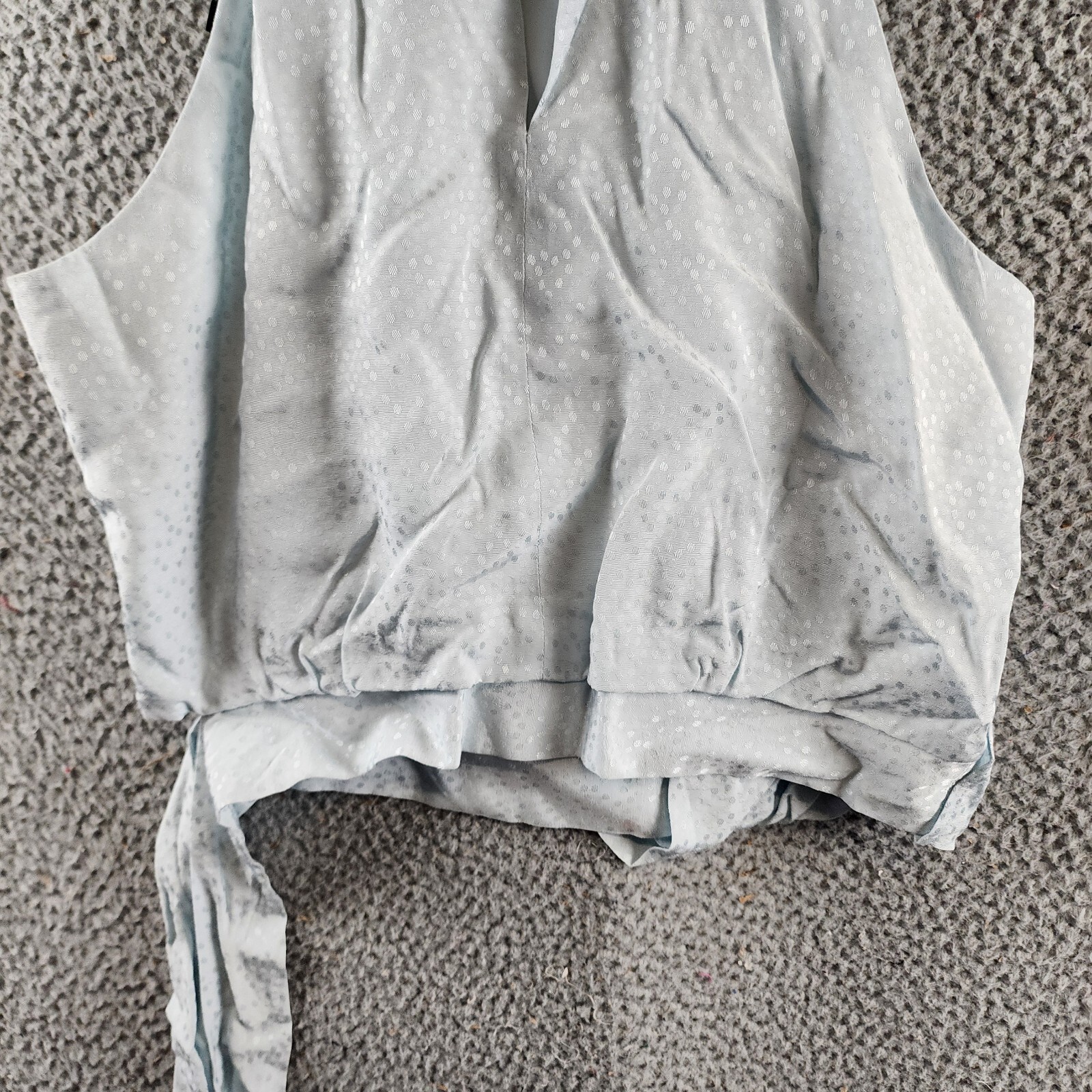 BCBGMAXAZRIA Halter Neck Sleeveless Overdraped Side Tie Top Women's M Blue - Picture 16 of 17