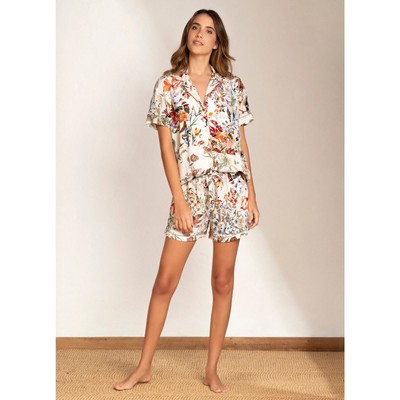 Maaji Botanical Cream Slumber Short Sleeve Short Set NWT SIZE M