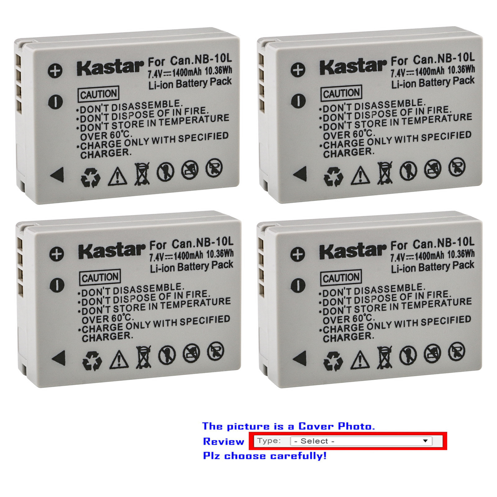 Kastar Battery for Canon NB-10L CB-2LC Canon PowerShot G1X G15 SX40 HS SX50 SX60