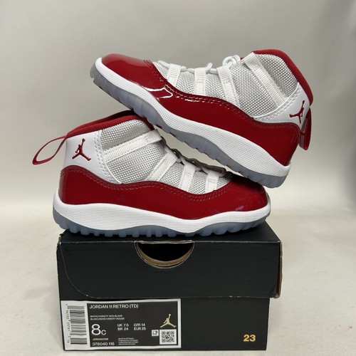 Nike Air Jordan 11 Retro TD “Cherry Red White” 378040-116 8C