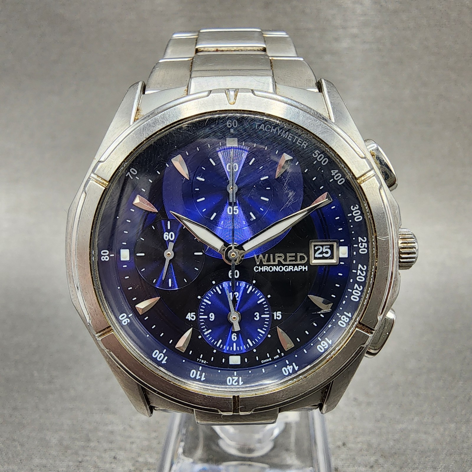 Seiko Wired Chronograph Watch Men 40mm Blue Dial Silver Tone