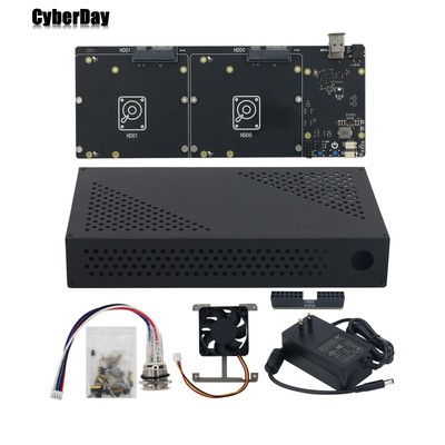 NASPi-Gemini 3.5 NAS Storage+3.5'' SATA HDD Shield Metal Shell for Raspberry Pi 4