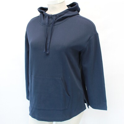 J.JILL Plus Navy Organically Grown Cotton Pockets HOODIE Sweatshirt Top 2X