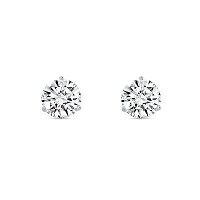 Pre-owned Shine Brite With A Diamond 2 Ct Round Lab Created Grown Diamond Earrings 14k White Gold G/vs Martini Push In White/colorless