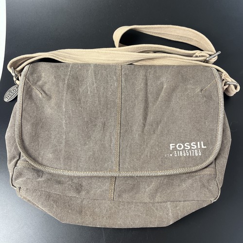 Large Fossil Canvas Crossbody Messenger Briefcase Shoulder Bag Purse