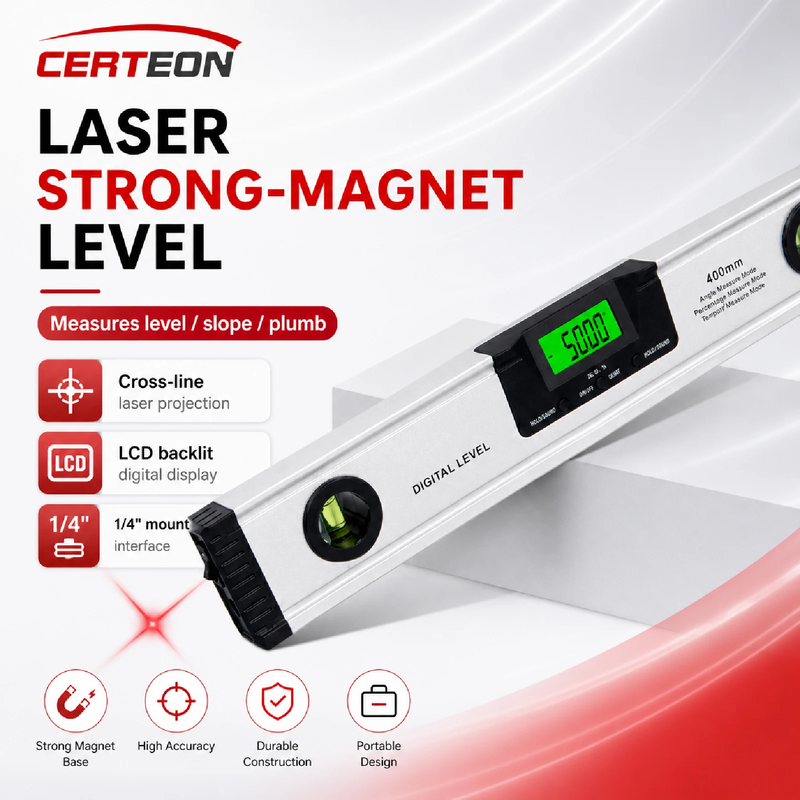 Laser Strong Magnet Level Digital Laser Level LCD Display Cross Line Magnetic Sp