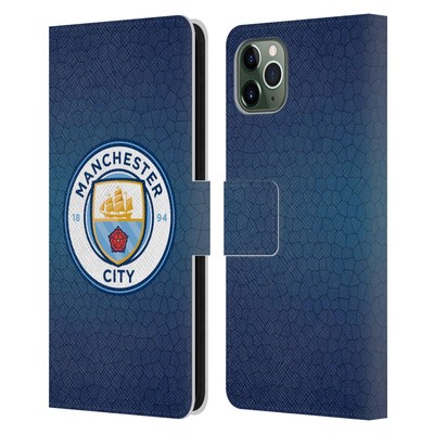 MAN CITY FC BADGE PIXELS LEATHER BOOK WALLET CASE COVER FOR APPLE iPHONE PHONES