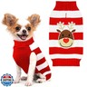 HRTTSY Dog Christmas Sweater Cute Reindeer Cat Puppy Sweaters Soft Warm Fall Winter Dogs Clothes Striped Ugly Xmas Pet Sweatshirt Knitted Doggie Vest Outfits for Small Medium Large Dogs(Reindeer,XS)