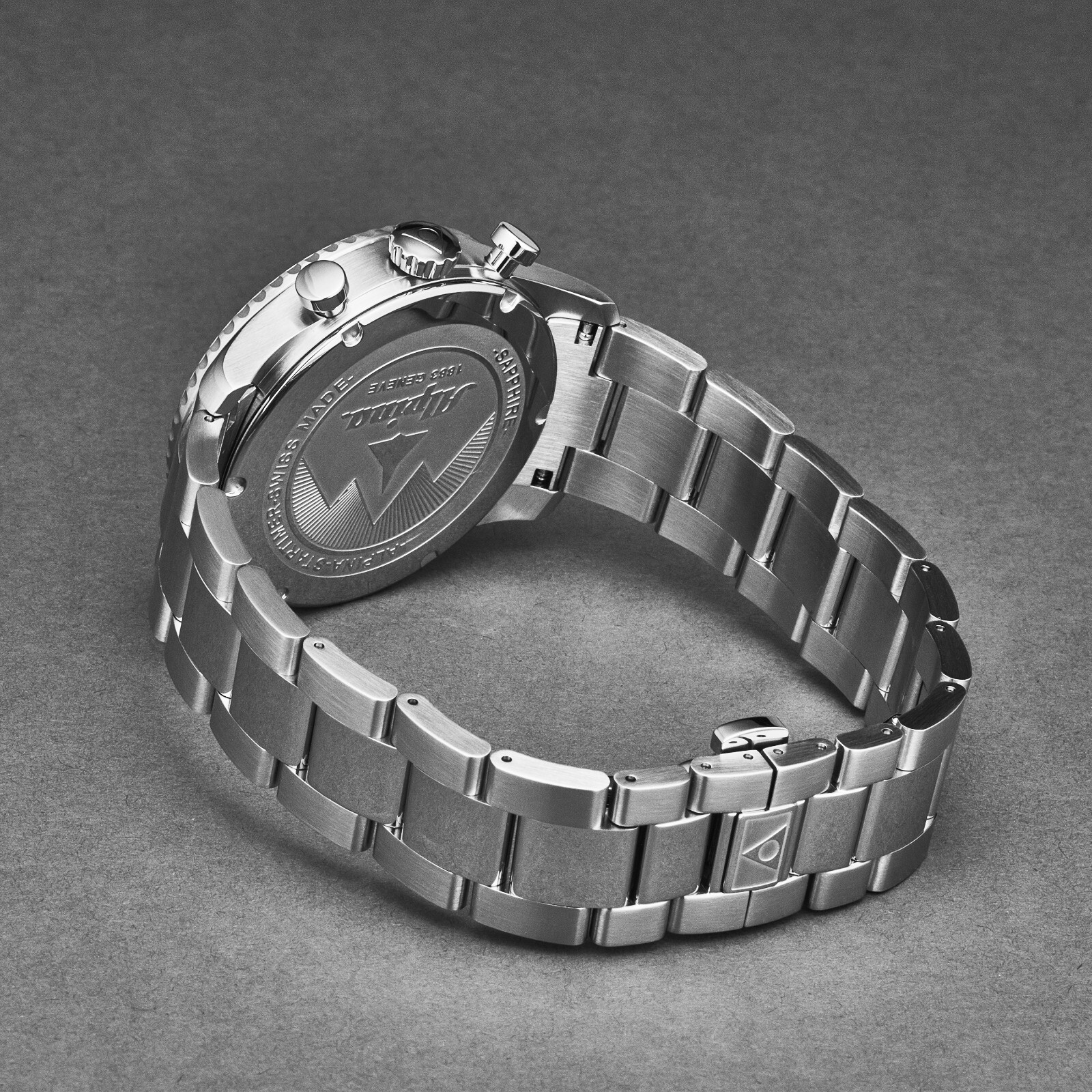 Pre-owned Alpina Men's Startimer Pilot Chronograph Black Dial Ss Bracelet Al-372bw4s26b