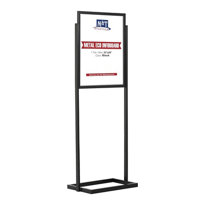 Metal Eco Info Board Pedestal Poster Holder Sign Slide-In 22x28 Inch Black